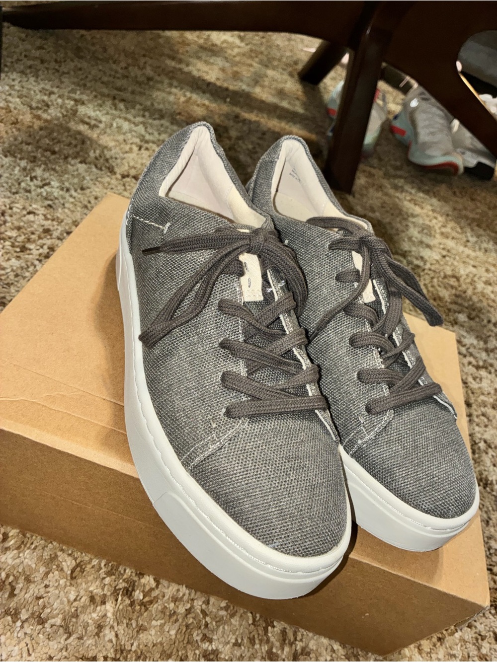 Naked Feet Gray Canvas Platform Sneakers
